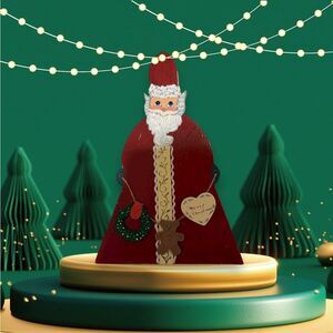 Vintage Santa hanging wall plaque handmade 1988 signed by Artist Christmas Decor